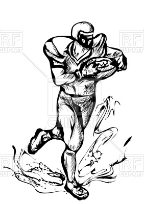 282x400 American Football Player Sketch Royalty Free Vector Clip Art Image