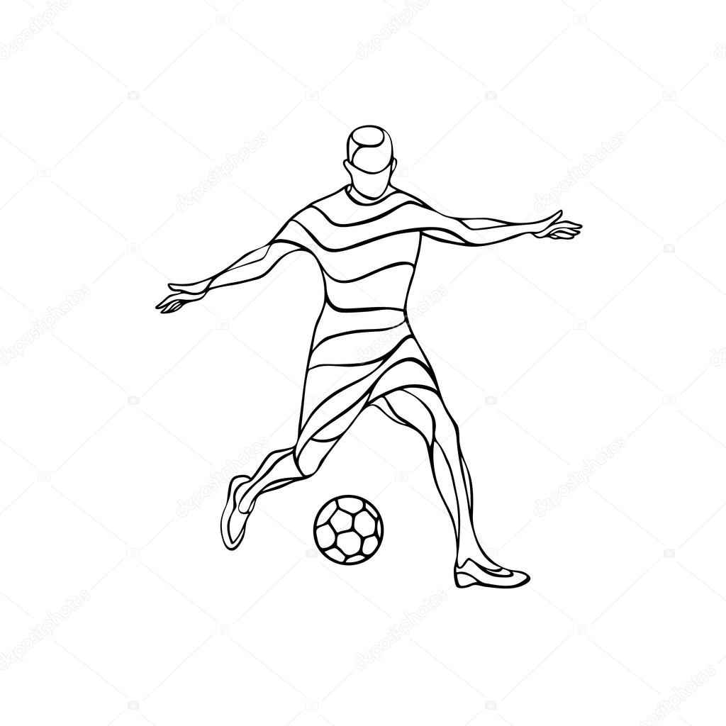 1024x1024 Soccer Or Football Player Kicks The Ball. Abstract Line Art Vector