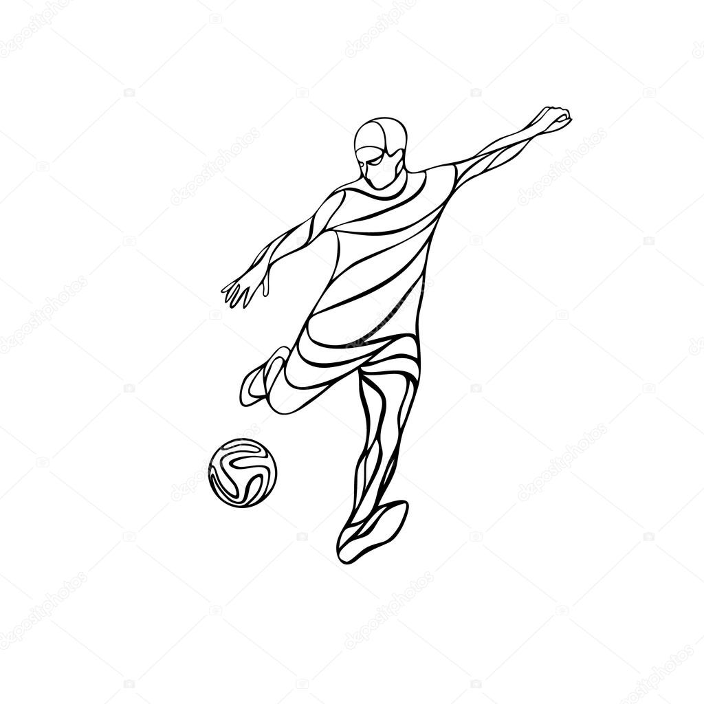 1024x1024 Soccer Or Football Player Kicks The Ball. Stock Vector Kluva