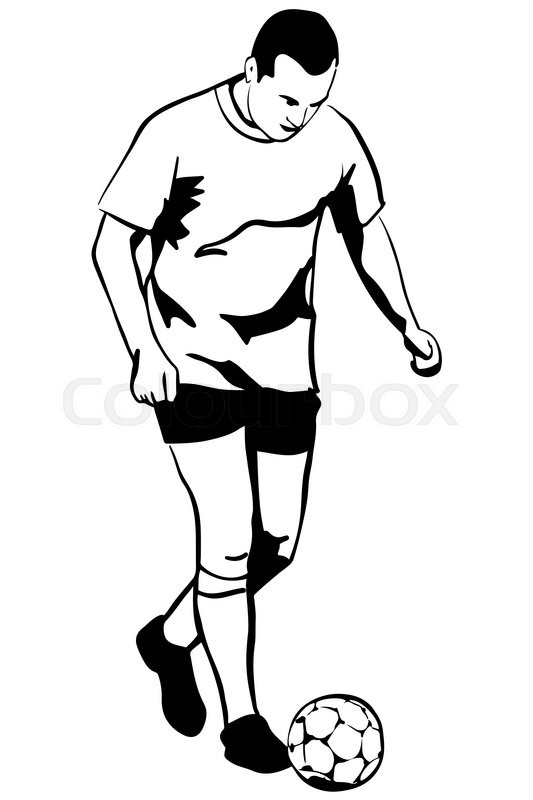 533x800 Black And White Vector Sketch Soccer Soccer Player In Action