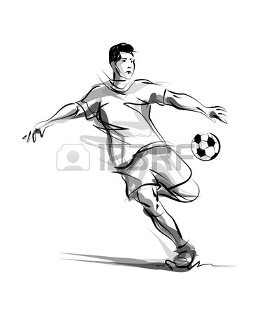 375x450 Vector Line Sketch Of Soccer Player Royalty Free Cliparts, Vectors