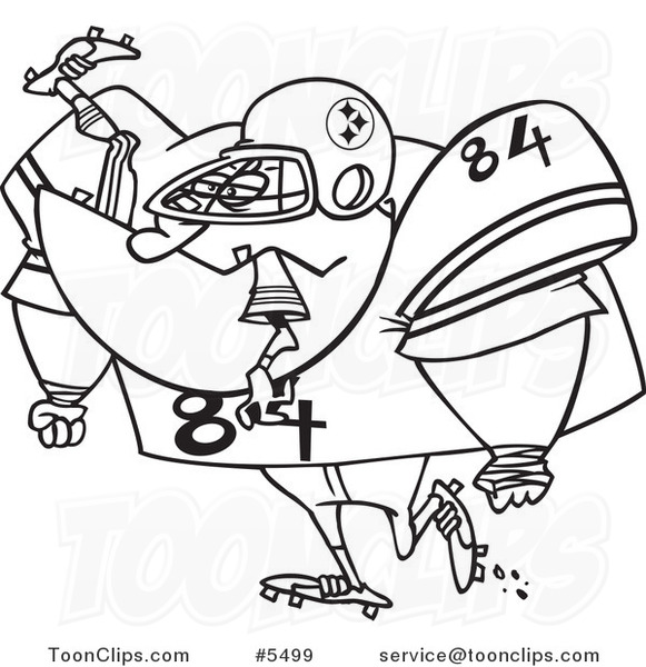 581x600 Cartoon Blackd White Line Drawing Of A Big Footballer Eating