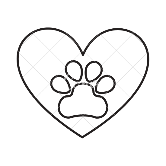 550x550 Heart With Paw Footprint