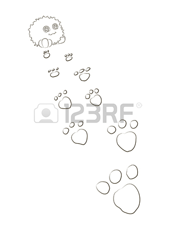 350x450 Cute Cartoon Monster Footprints Behind On Him Royalty Free