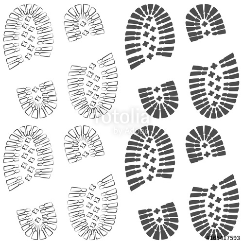500x500 Set Of Drawings With Footprints Of Shoes. Isolated Vector Objects