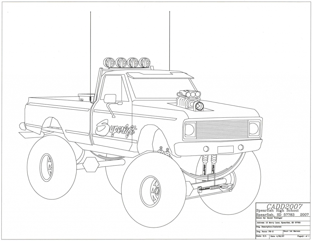 1024x789 Drawing Of Trucks How To Draw An F 150 Ford Pickup Truck Step Step