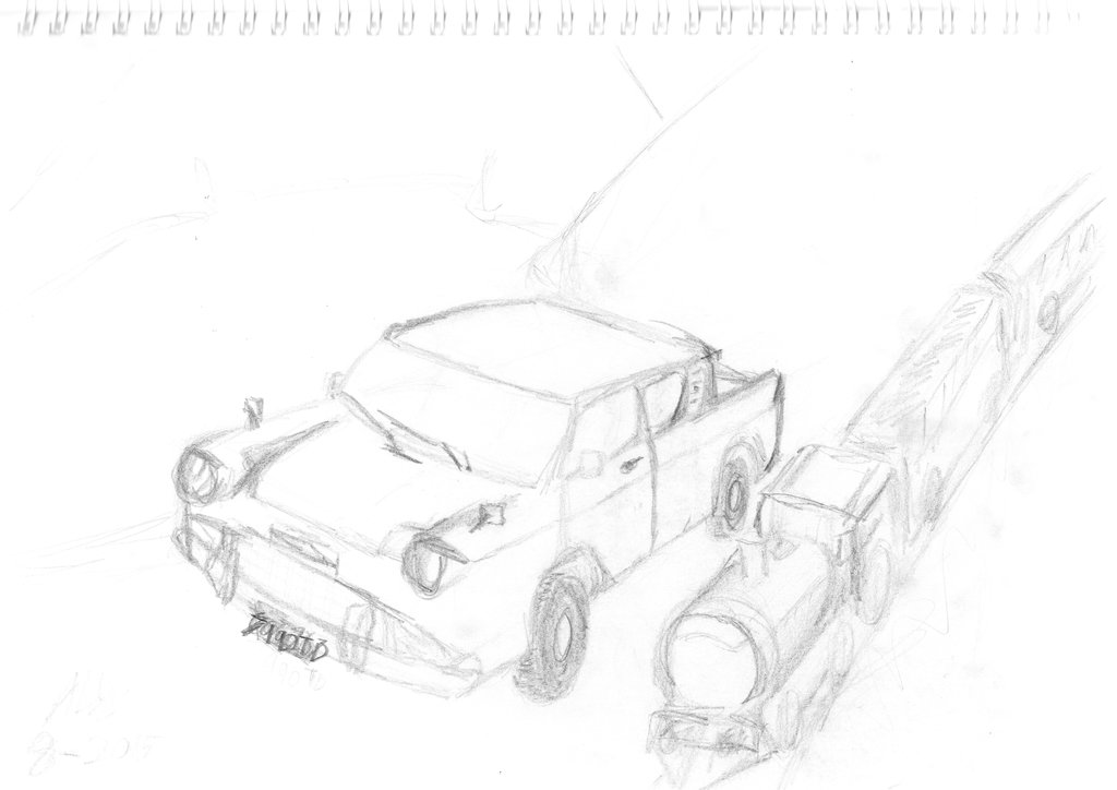 1024x724 Ford Anglia Flying Over Hogwarts Express Hp By Kensaikitsune