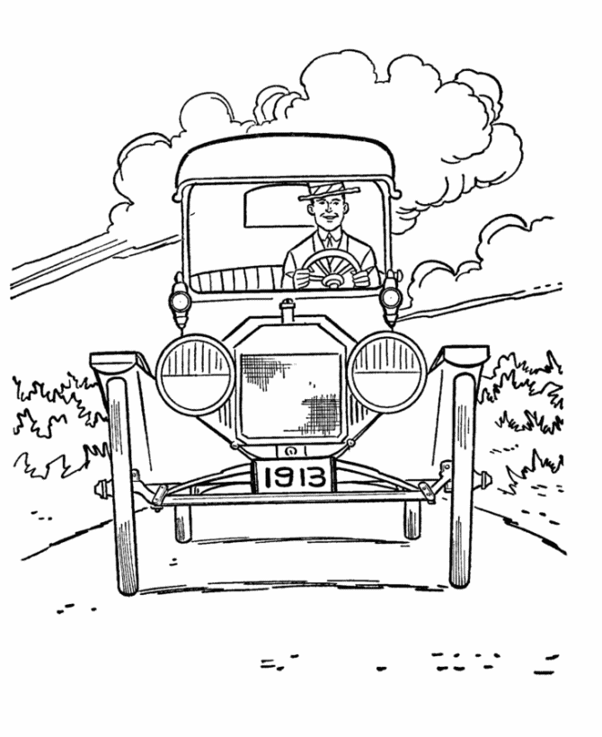 670x820 Usa Printables Model T Ford Automobile Coloring Sheet