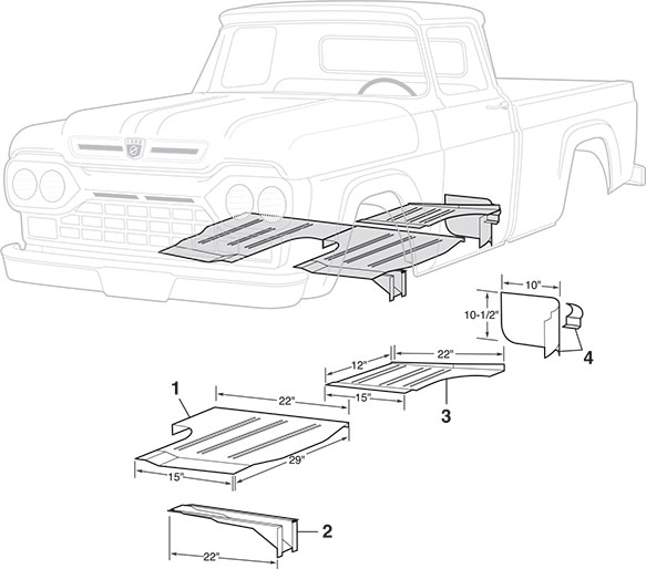 583x514 Steel Cab Repair Panels 1957 60 Ford F100 Amp F250 Lmc Truck