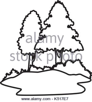 300x333 Black And White Cartoon Illustration Of Forest Scene With Wild