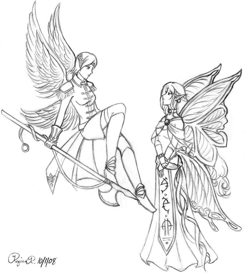 800x894 Angel Soldier And Forest Fairy By Arcfalchion