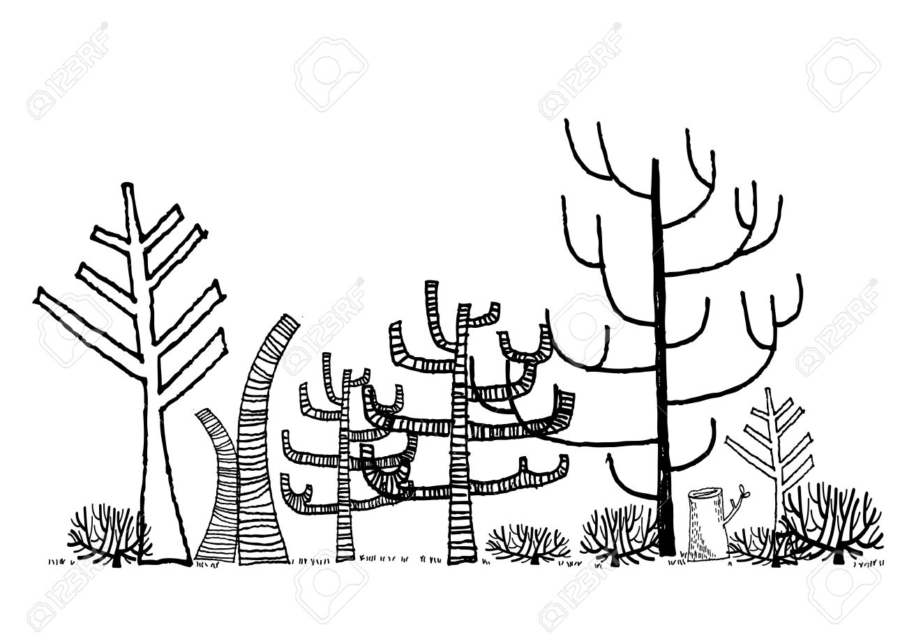 1300x919 Dead Forest Drawing Royalty Free Cliparts, Vectors, And Stock
