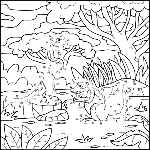 480x480 Squirrels In A Forest Dot To Dot Free Printable Coloring Pages