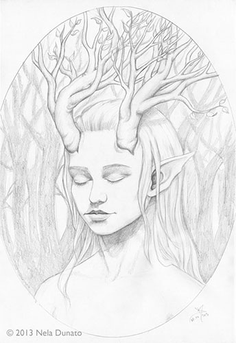 344x500 Daughter Of The Forest Study, Graphite Pencil On 30x40cm Paper