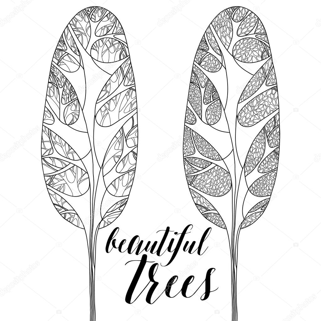 1024x1024 Decorative High Trees Stock Vector