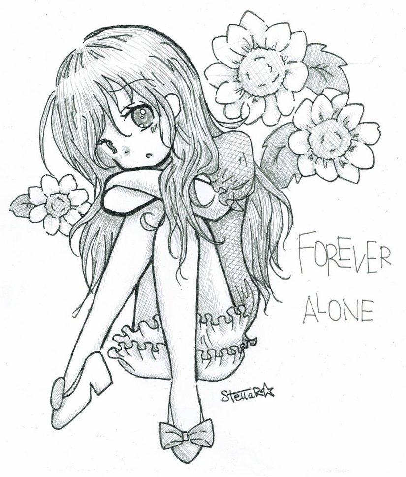 825x969 Forever Alone Sketch By Mint Cocoa