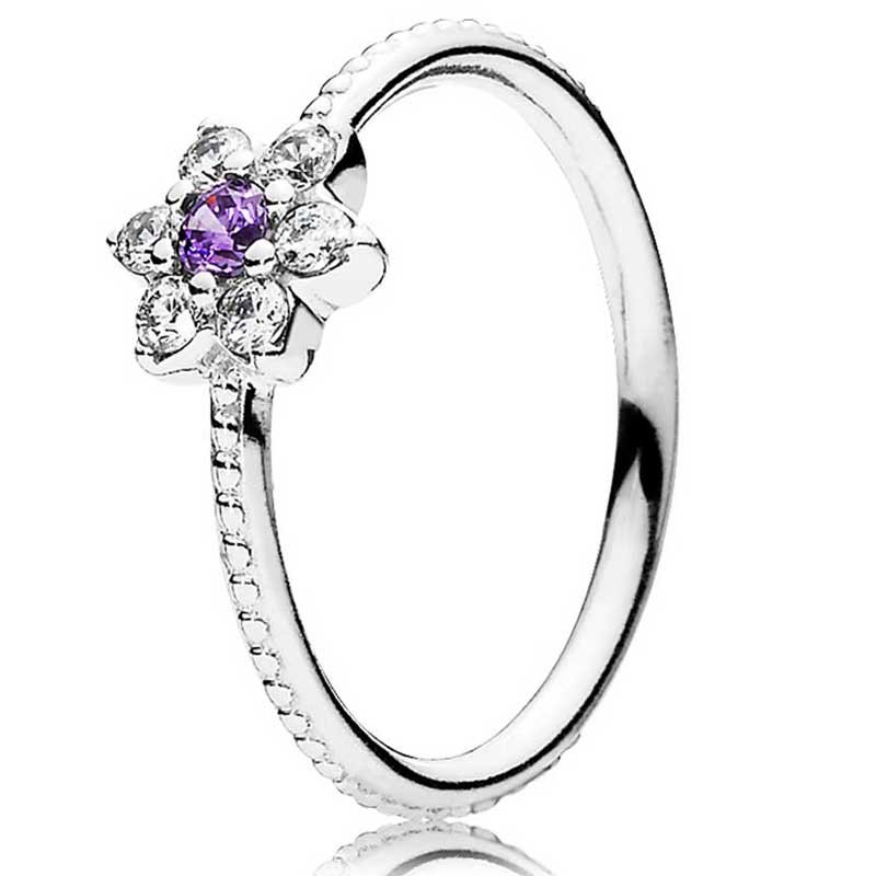 800x800 Pandora Silver Cubic Zirconia Forget Me Not Ring 190990acz