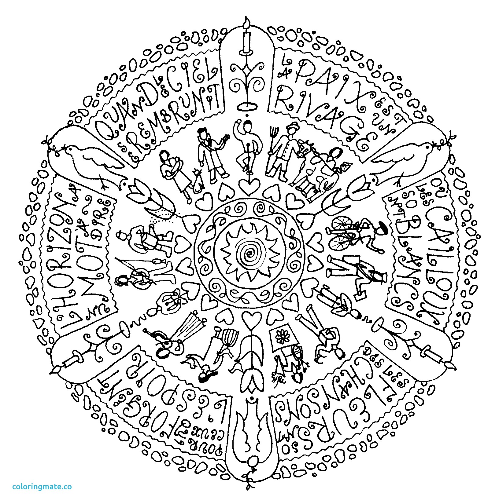 1632x1650 Mandala Soleil Best Of Roses And Forget Me Nots Mandala To Color