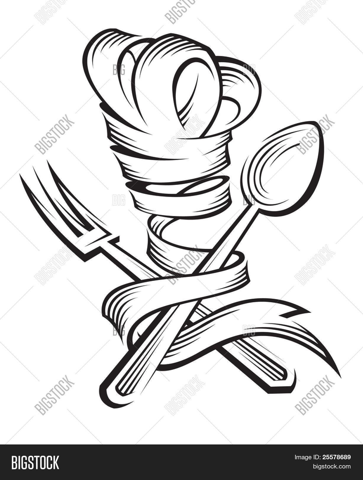 1227x1620 Chef Hat, Spoon Fork Vector Amp Photo Bigstock