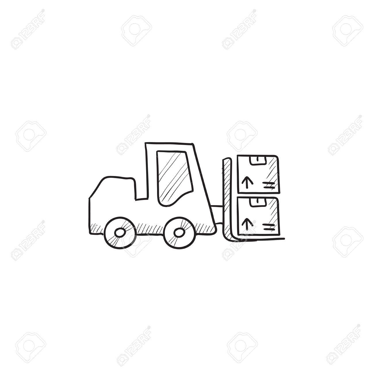 1300x1300 Forklift Vector Sketch Icon Isolated On Background. Hand Drawn
