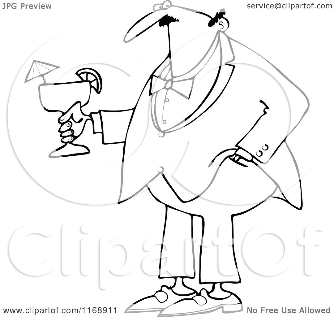 1080x1024 Cartoon Of A Black And White Formal Man Holding A Margarita