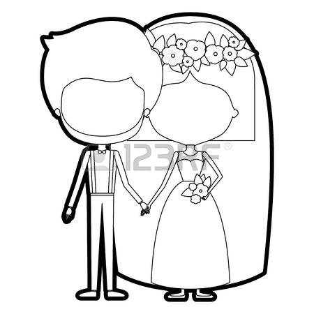 450x450 Sketch Silhouette Of Caricature Faceless Newly Married Couple