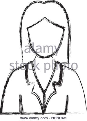 300x417 Beautiful Young Woman. Sketch Hand Drawing Contour Vector Graphics