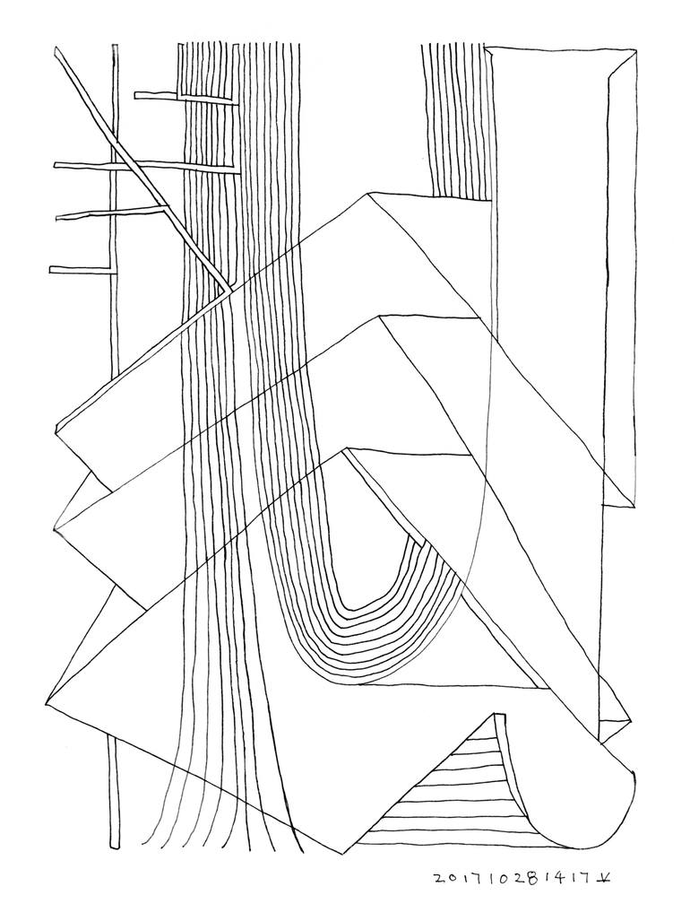 770x1027 Saatchi Art Roof Structure In Forest (Mind Forms Line Art