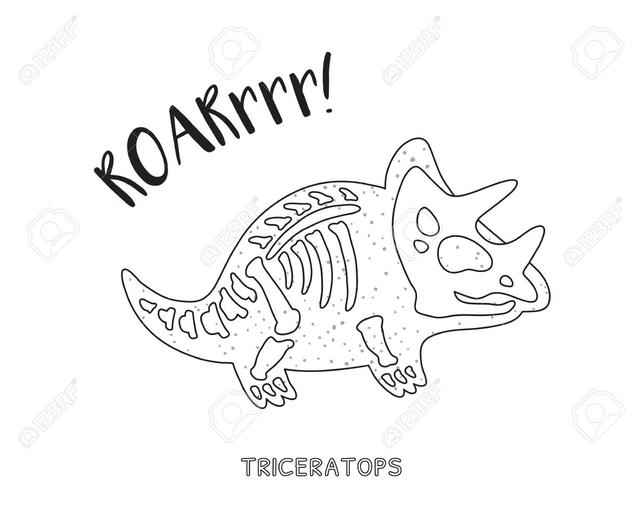 1300x1021 Triceratops Skeleton Outline Drawing. Fossil Of A Triceratops