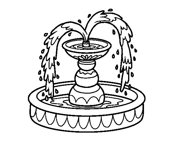600x470 Fountain Coloring Page