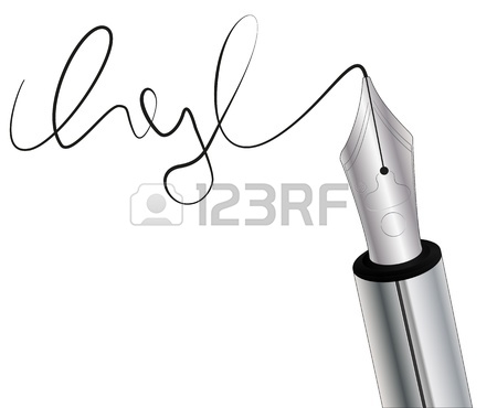 450x370 Illustration Of Nib Fountain Pen With Signature Royalty Free