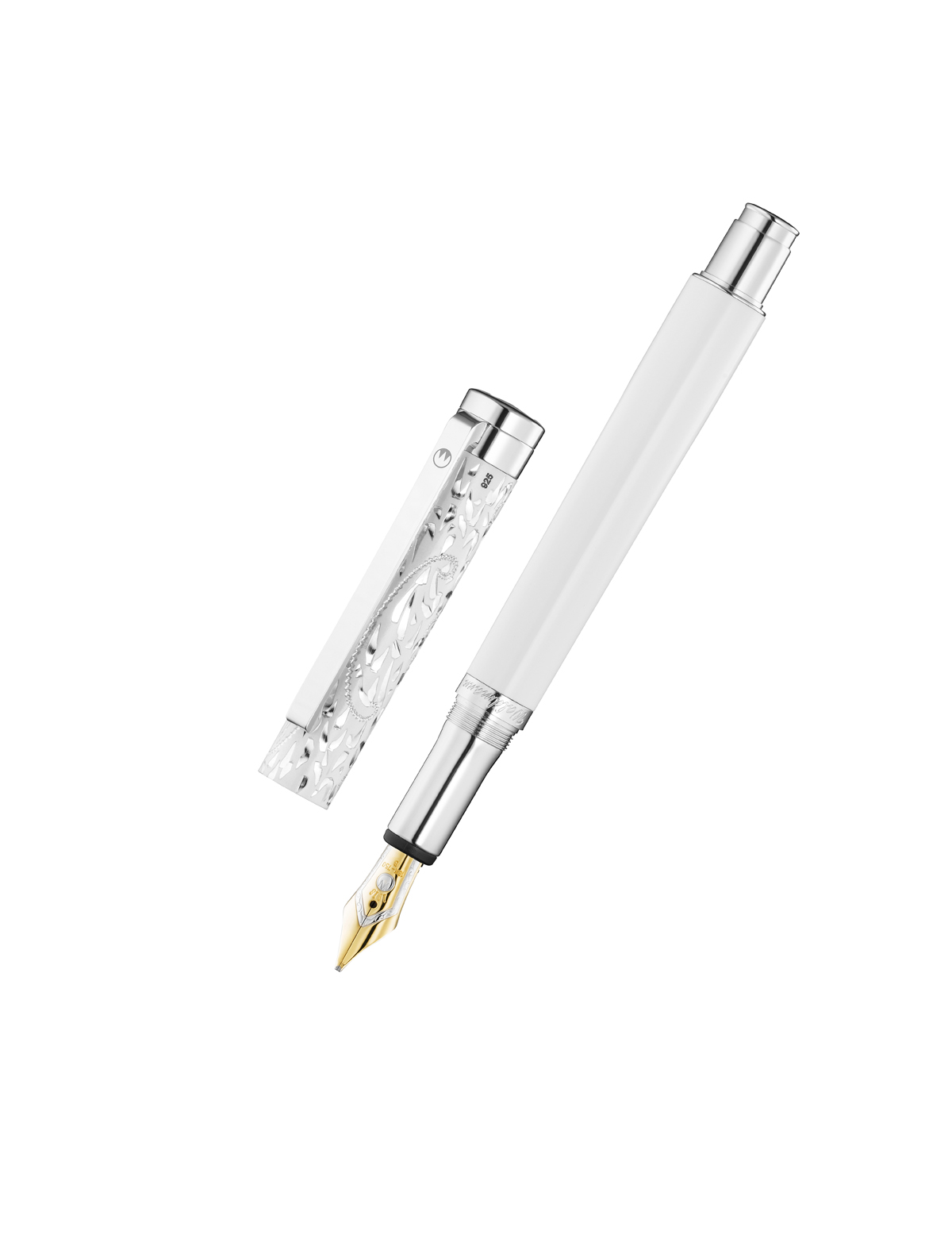 1200x1565 Silver Fountain Pen Xetra Vienna White Lacquer By Tregawne Gifts.