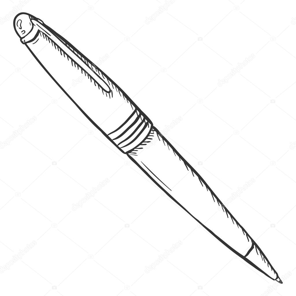 1024x1024 Single Sketch Fountain Pen Stock Vector Nikiteev