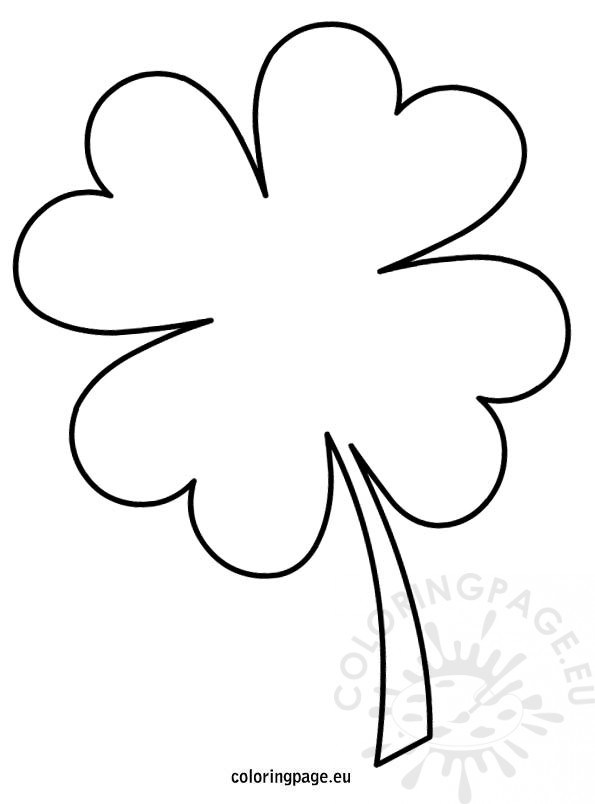 595x804 Simple Printable 4 Leaf Clover Four Template Coloring Page