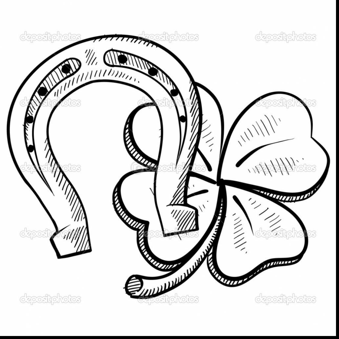 1126x1126 Fantastic Four Leaf Clover And Horseshoe Drawing With Four Leaf