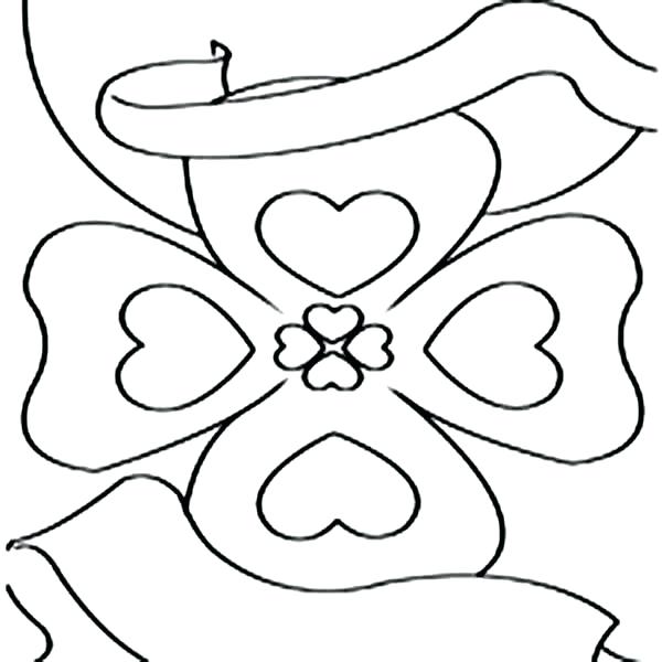 600x600 Good Luck Coloring Pages Four Leaf Clover Three Four Leaf Clover