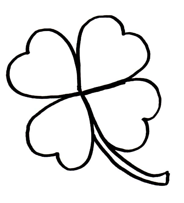 600x661 Rare Four Leaf Clover For Good Luck Coloring Page