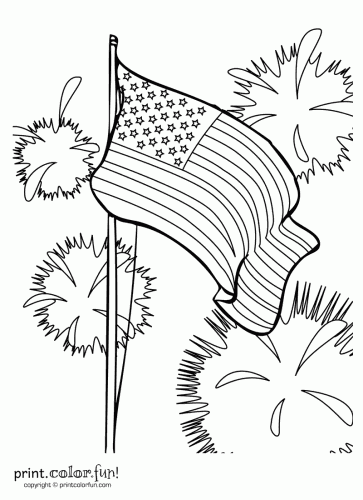 363x500 Fourth Of July Fireworks Coloring Page