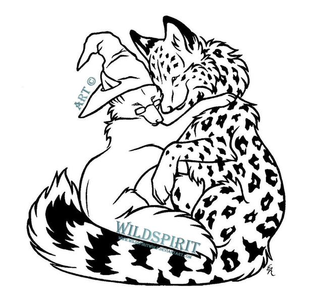 640x610 Fox And Spotted Wolf La By Wildspiritwolf