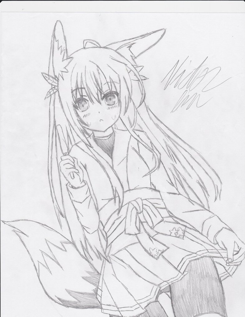 786x1017 Fox Girl Drawing By Fadelesswolf