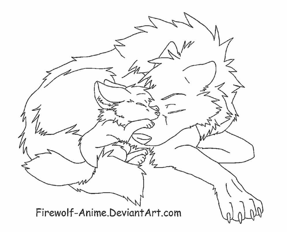 994x804 Wolf And Fox Line Art By Firewolf Anime