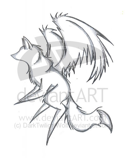 400x503 Angel Winged Fox By Dark Twilight Wolf Tattoo Ideas
