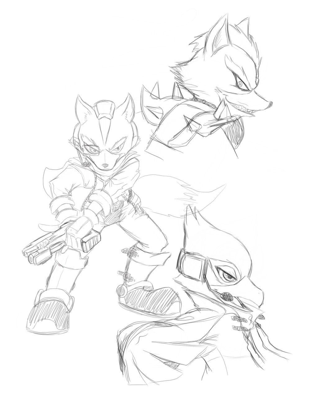 1024x1306 Fox Falco Wolf Sketch By Faezza