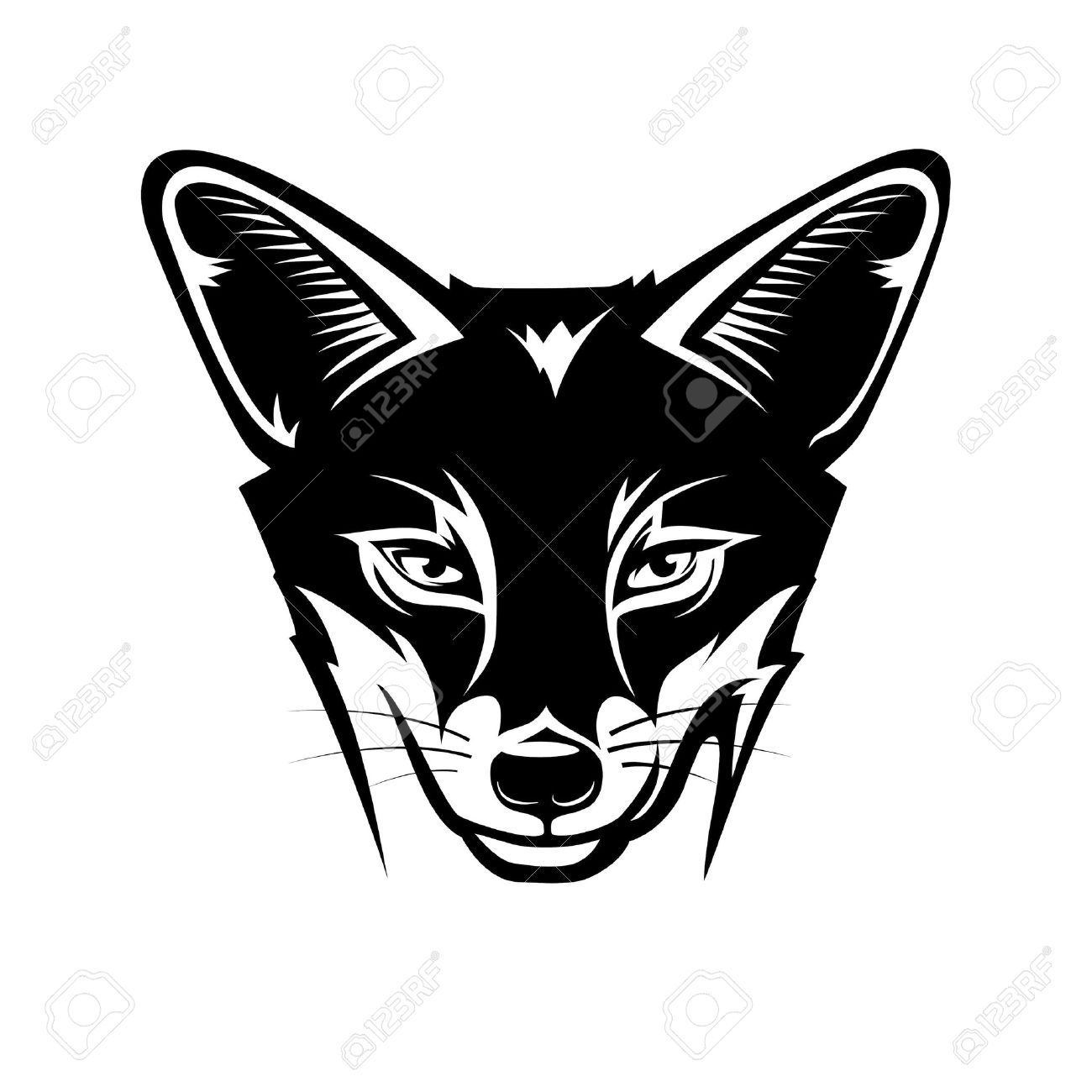 1300x1300 Fox Head Clipart Black And White