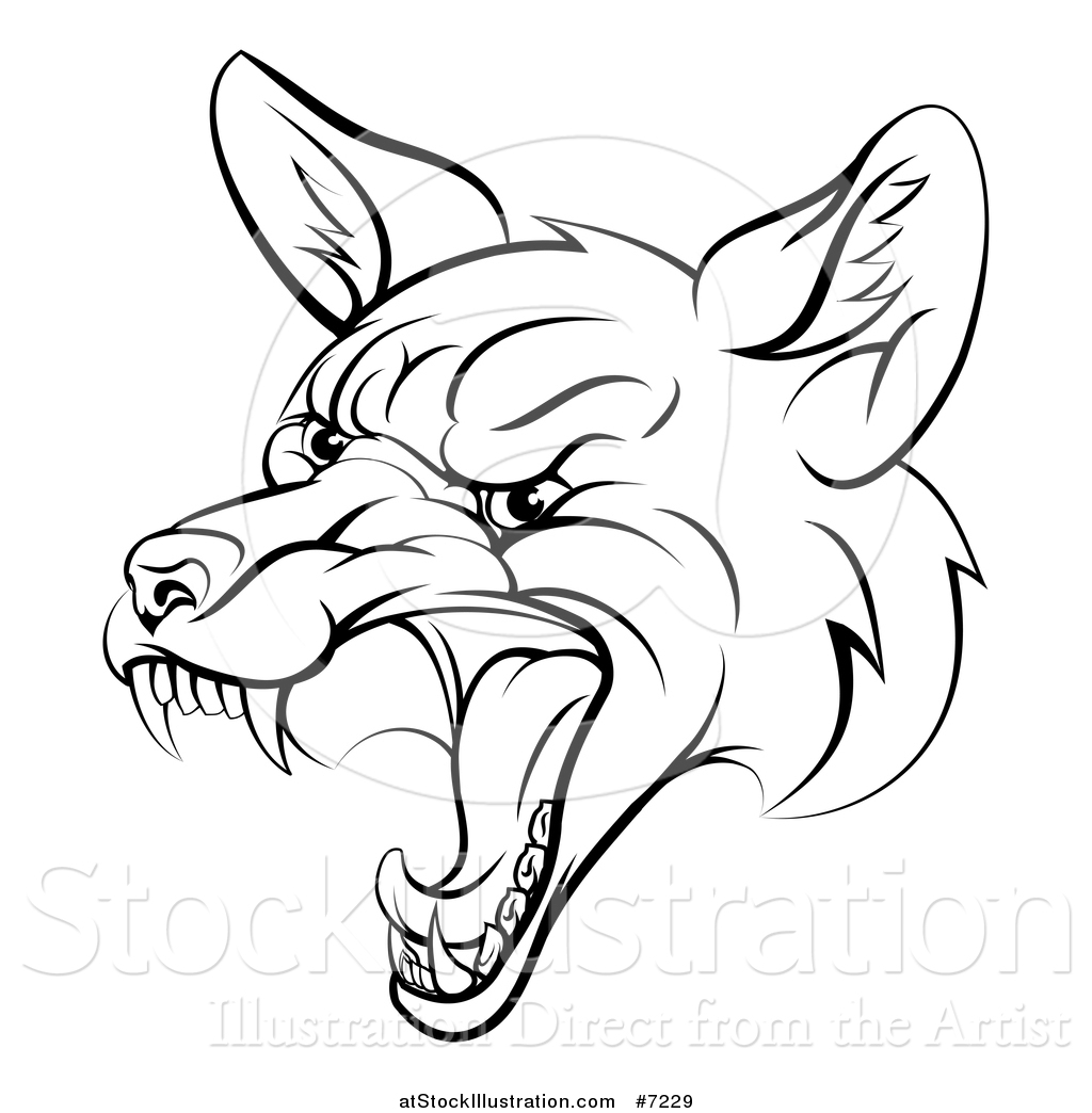 1024x1044 Vector Illustration Of A Black And White Mad Fox Face By