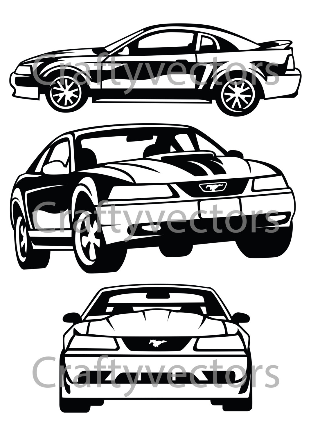 1071x1500 Ford Mustang 99 Vector File