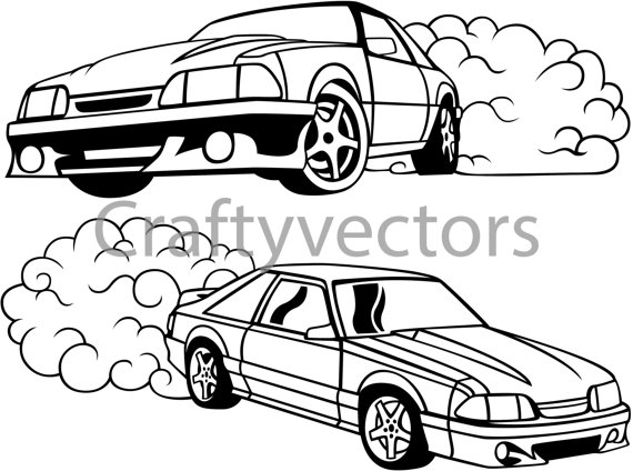 570x424 Ford Mustang Fox Body Vector Svg Cut File Mustang, Ford Mustang
