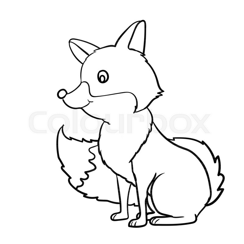 800x800 Hand Drawn Fox Cartoon, Isolated On White Background. Black