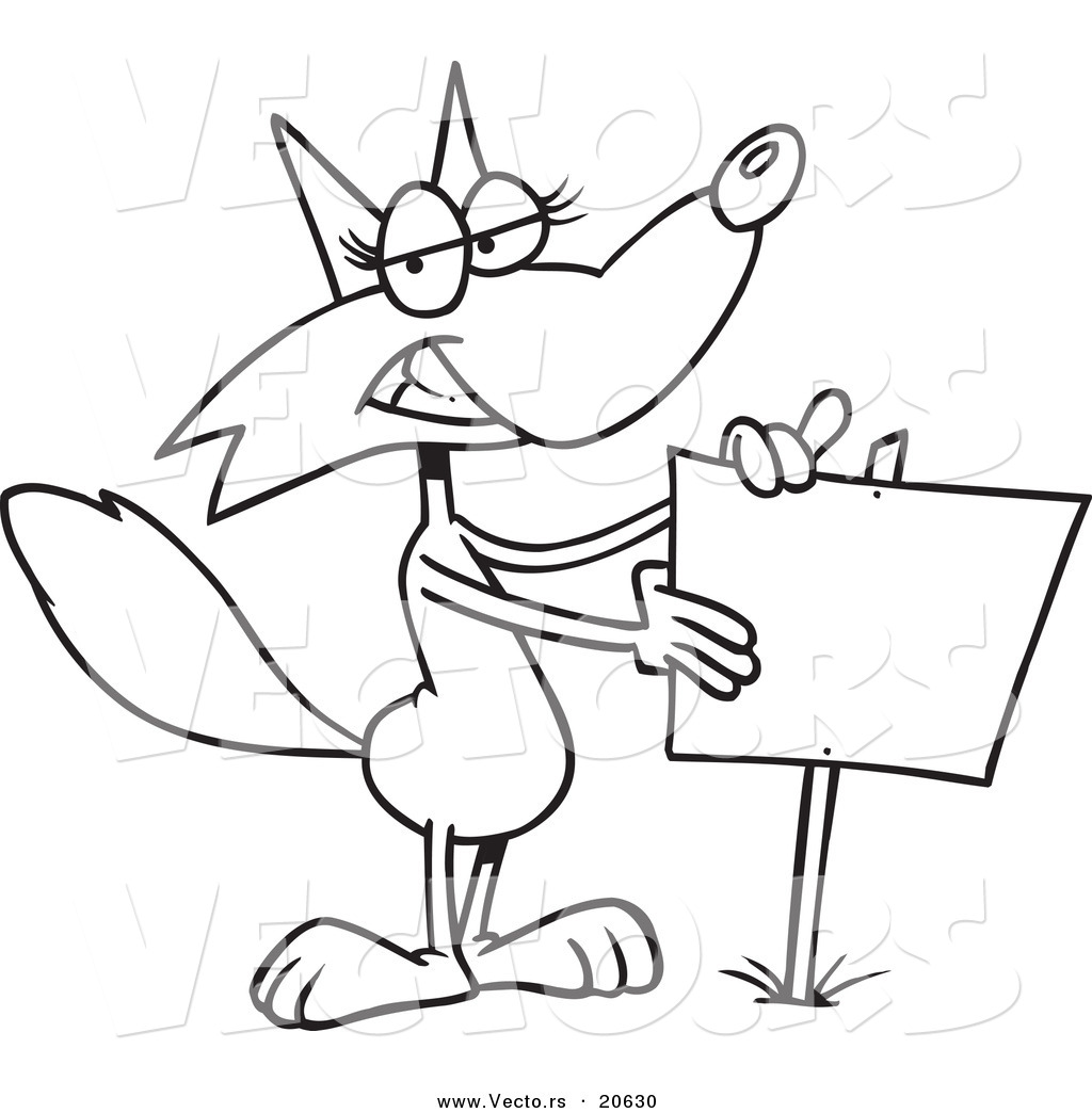 1024x1044 Vector Of A Cartoon Fox Presenting A Blank Sign