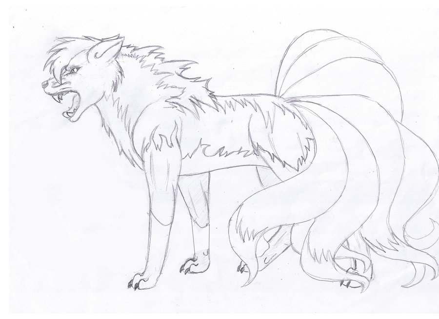 900x654 Nine Tailed Fox Drawing By Katy500